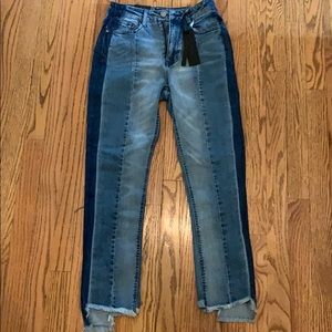 Two tone crop forever 21 high waist jeans size 5
